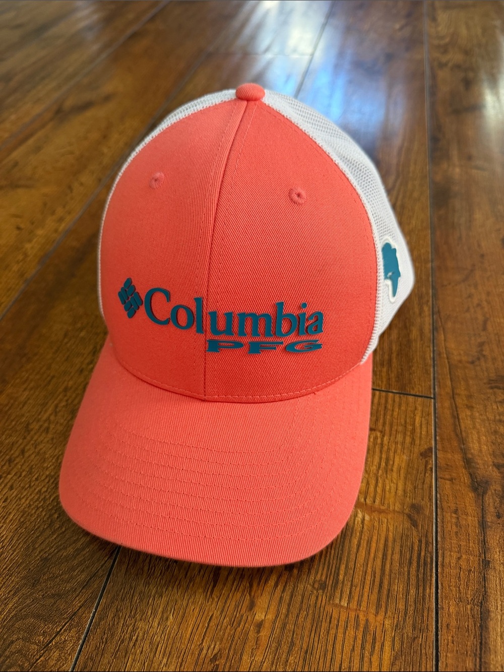 Columbia Coral and White PFG Mesh-Back Hat